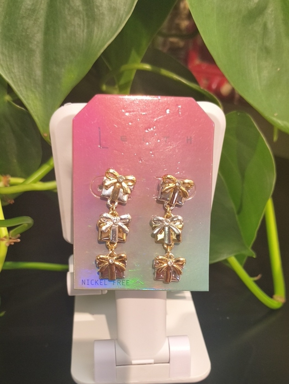 Leith Bow Drop Earrings - Gold & Silver NWT